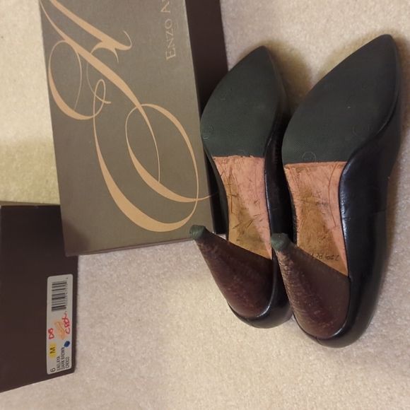 Enzo Angiolini Eaelaya Dark Brown Croco Black Pumps with Wooden Heel (Sz 6) - Picture 3 of 4